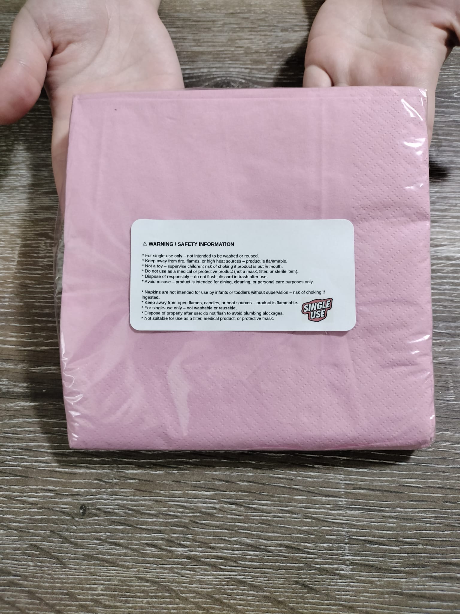 Single Use | 6.5" x 6.5" Disposable Light Pink Paper Napkins, 24 Count - Image 2